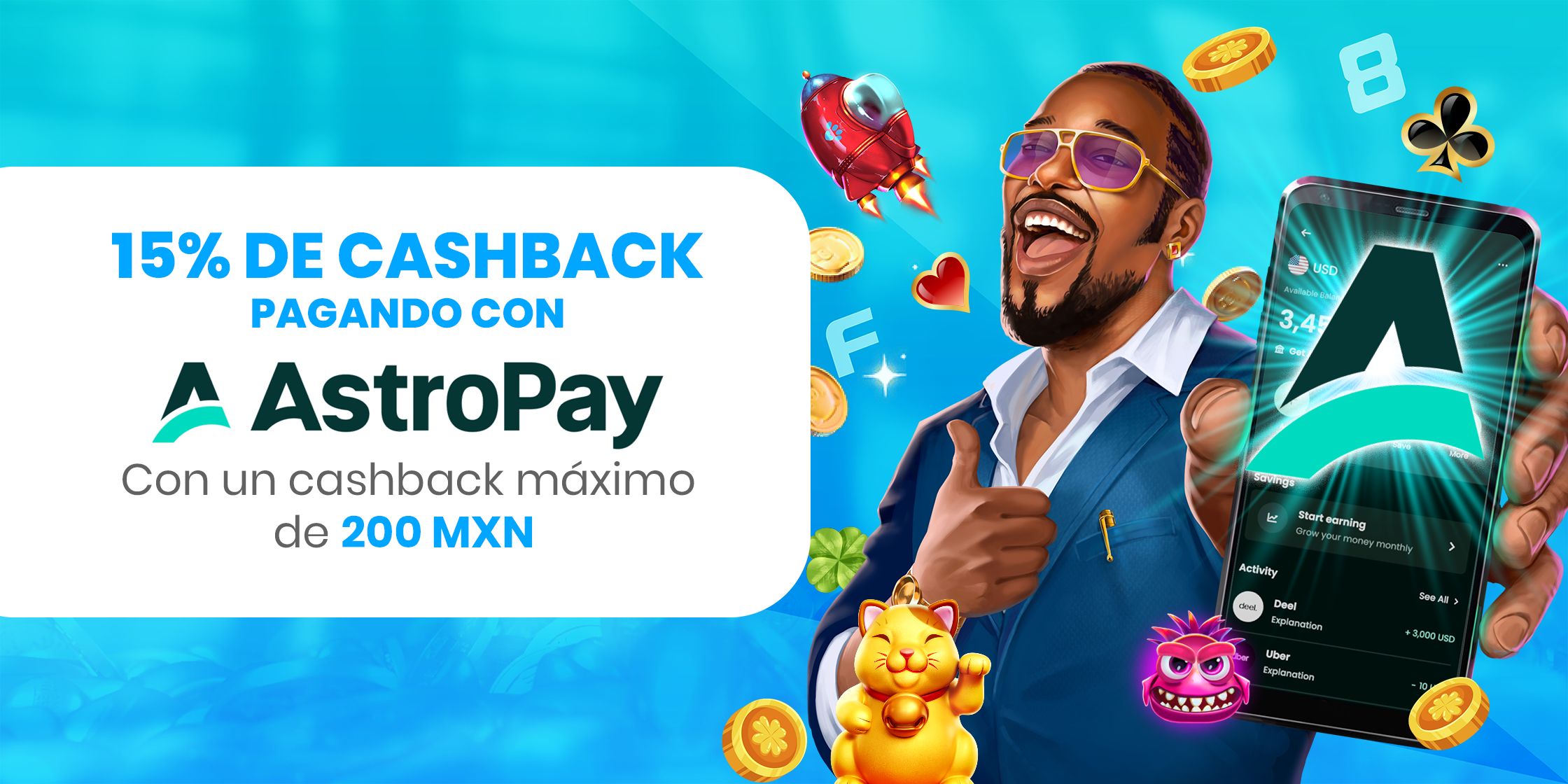 15% de cash back pagando con AstroPay